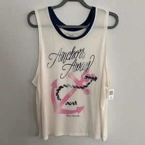 Disney Cruise Line Cream and Pink Sleeveless Tee